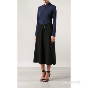 The Row Harna, A-line skirt with attached belt & wrap front in stretch cotton